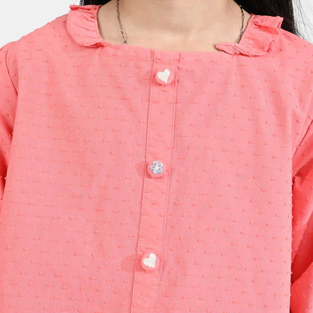 Girls Emb Top Hearts And Flowers-Pink