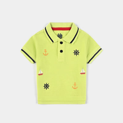 Infant Boys Cotton Polo T-Shirt Roar  - Sunny Lime