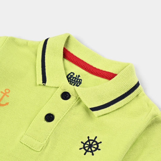 Infant Boys Cotton Polo T-Shirt Roar  - Sunny Lime