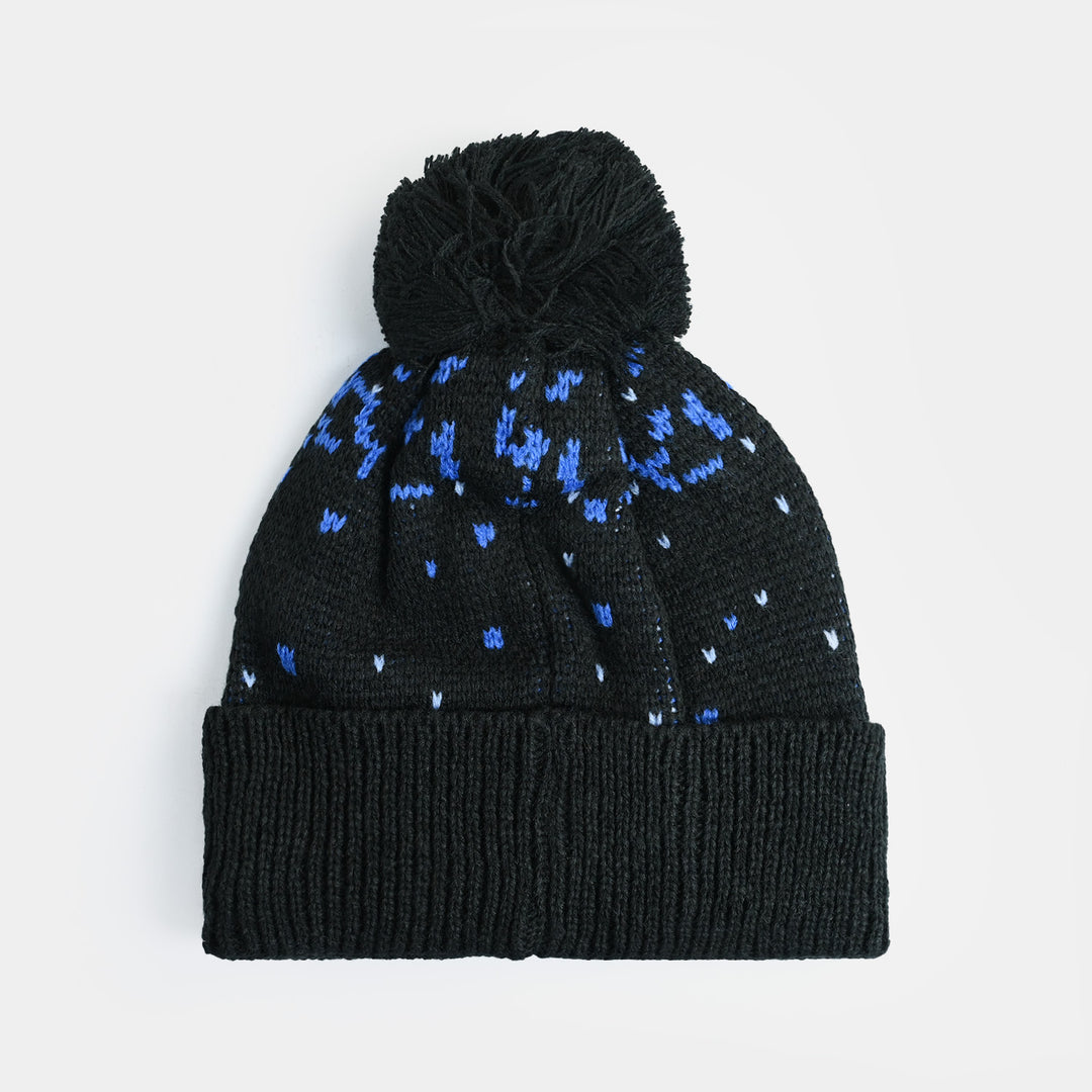 Boys Acrylic Woolen Cap-Game On-BLACK