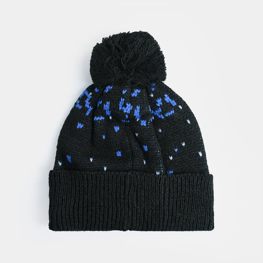 Boys Acrylic Woolen Cap-Game On-BLACK