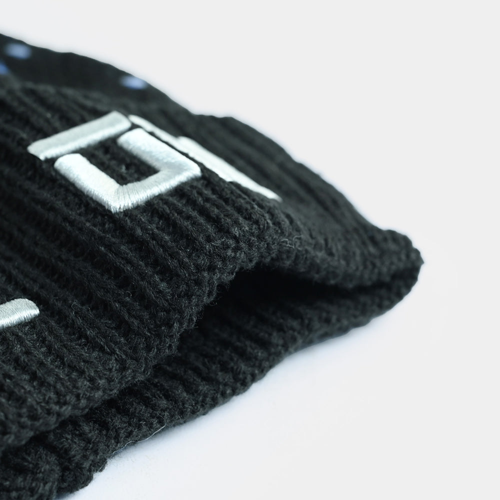 Boys Acrylic Woolen Cap-Game On-BLACK