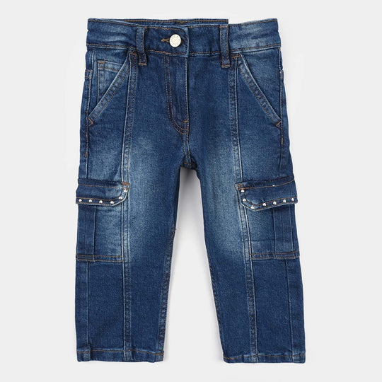 Girls Denim Viscose Pants - Dark Blue
