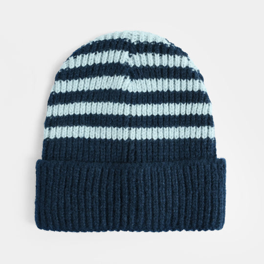 Boys Acrylic Woolen Cap-Grey Stripe