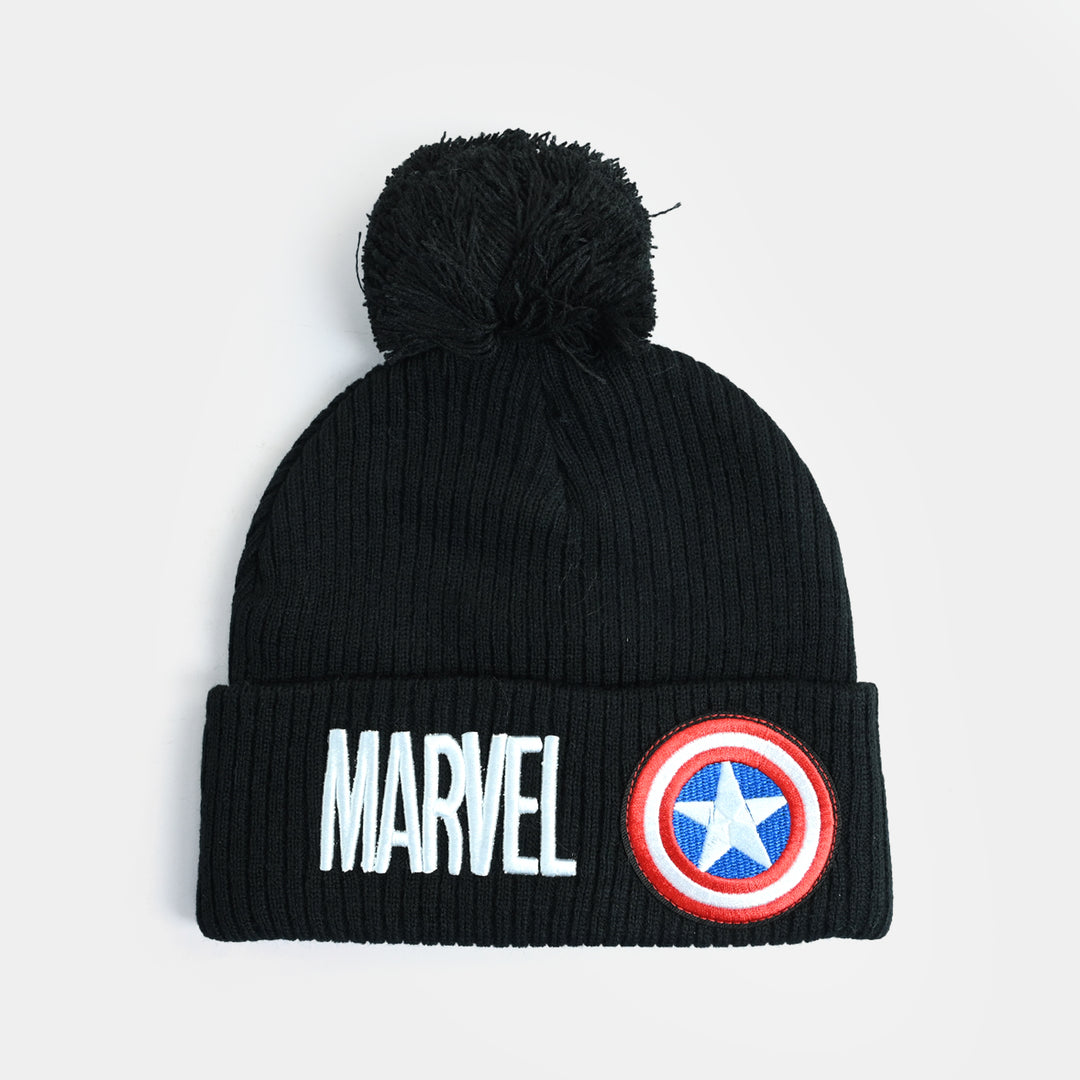 Boys Acrylic Woolen Cap-BLACK