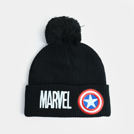 Boys Acrylic Woolen Cap-BLACK
