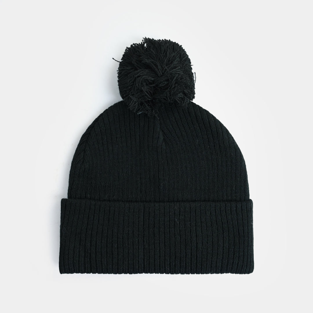 Boys Acrylic Woolen Cap-BLACK