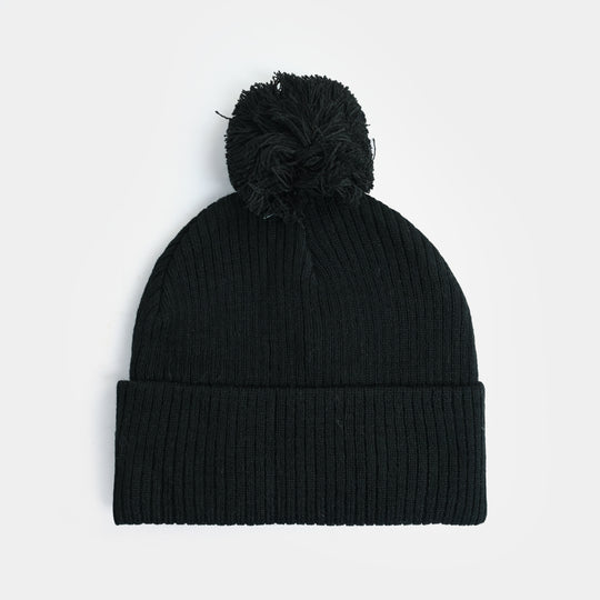 Boys Acrylic Woolen Cap-BLACK