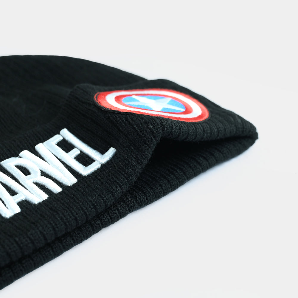 Boys Acrylic Woolen Cap-BLACK