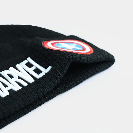 Boys Acrylic Woolen Cap-BLACK
