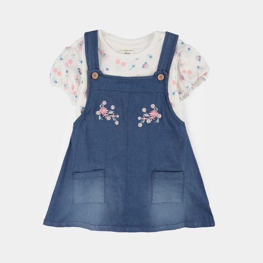 Infant Girls Jersey/Terry 2Pc Suit 287-115-NAVY