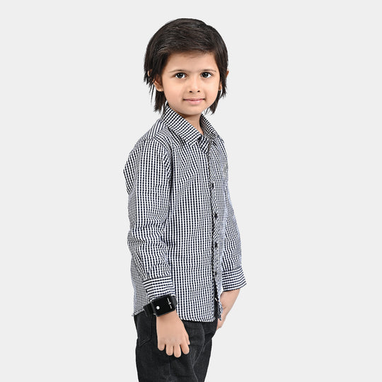 Boys Yarn Dyed Casual Shirt F/S (Scout Crew)-Black. Check