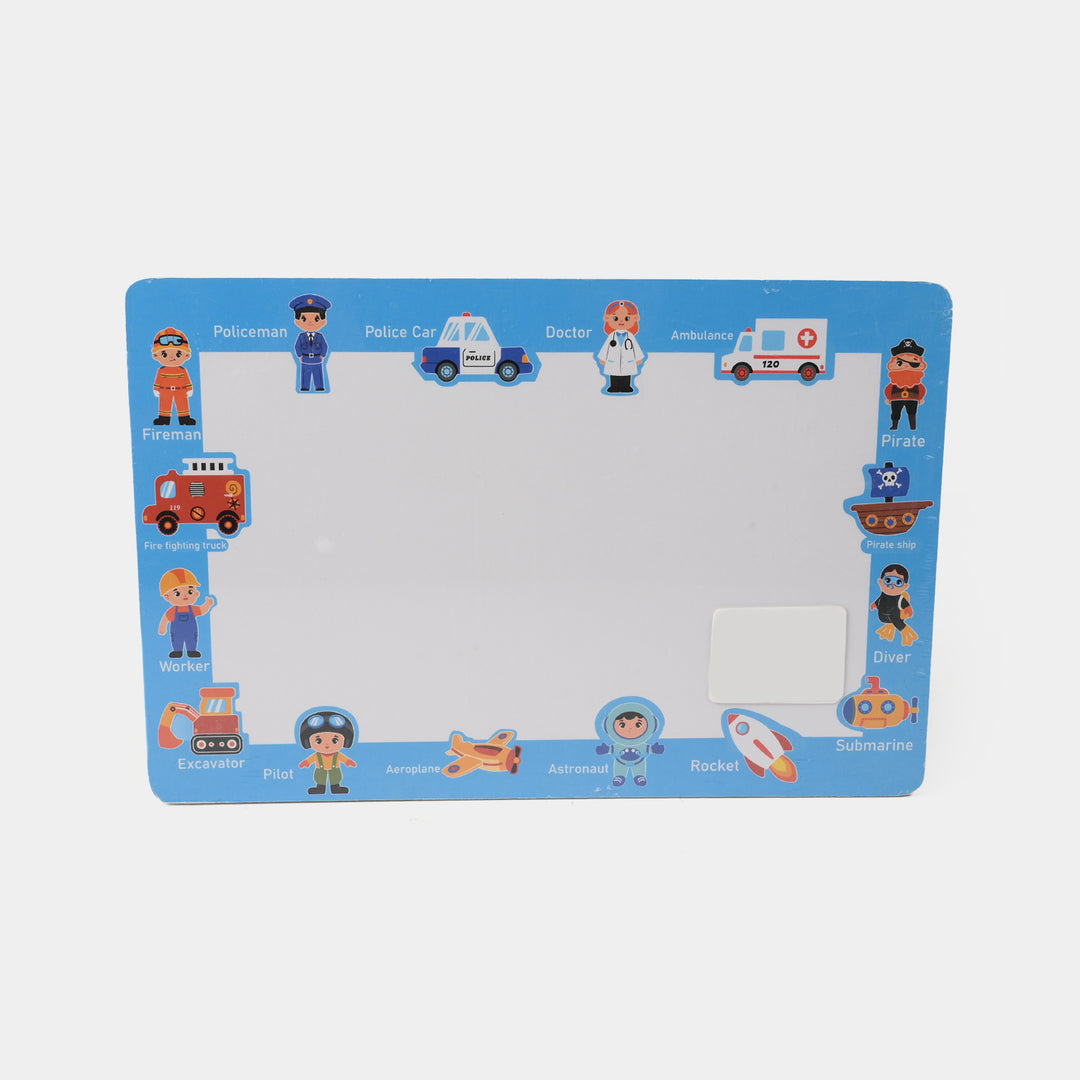 Wooden 2-Sided Sheet with Whiteboard & Removable Pieces