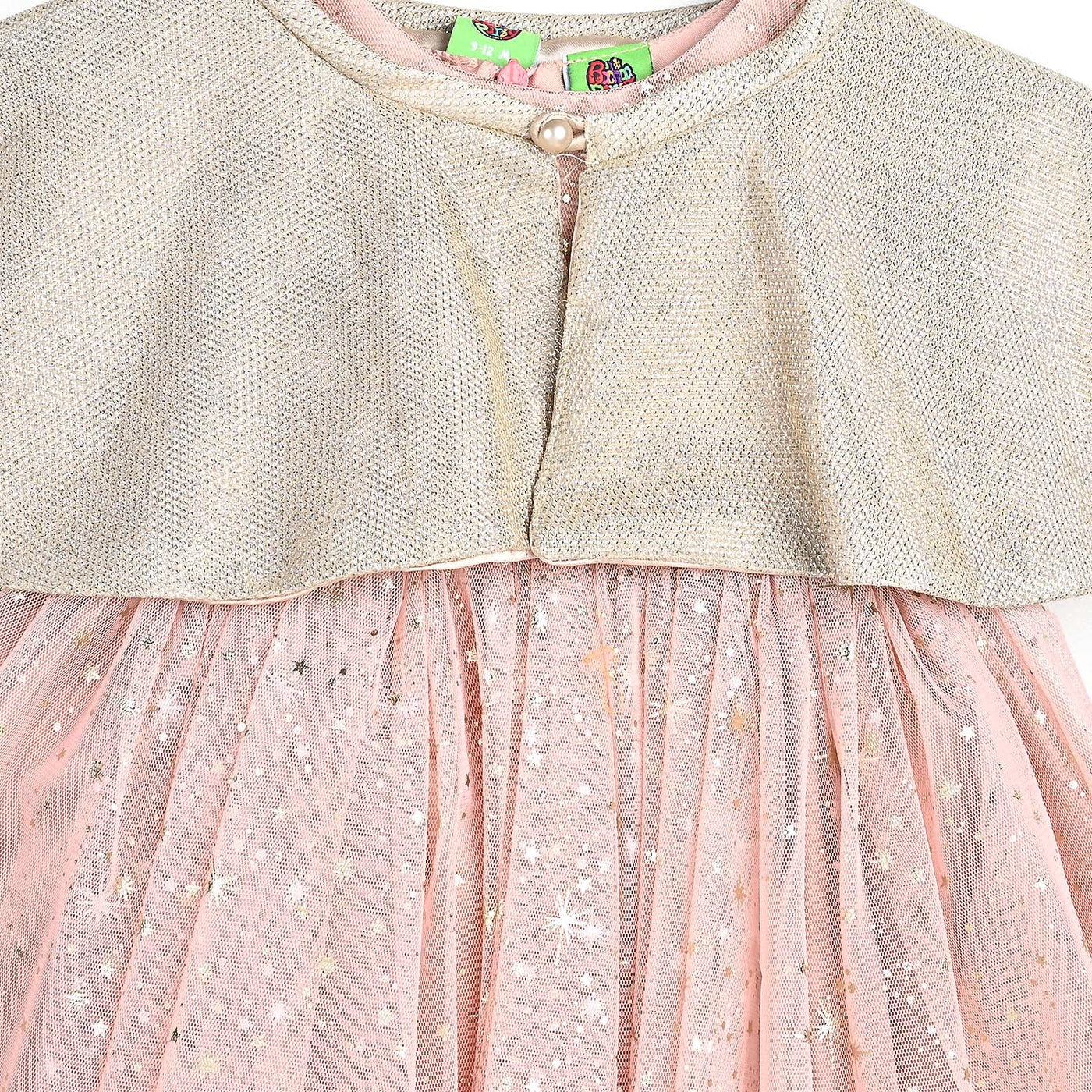 Infant Girls Net Fancy Frock Shining Star-W Gold