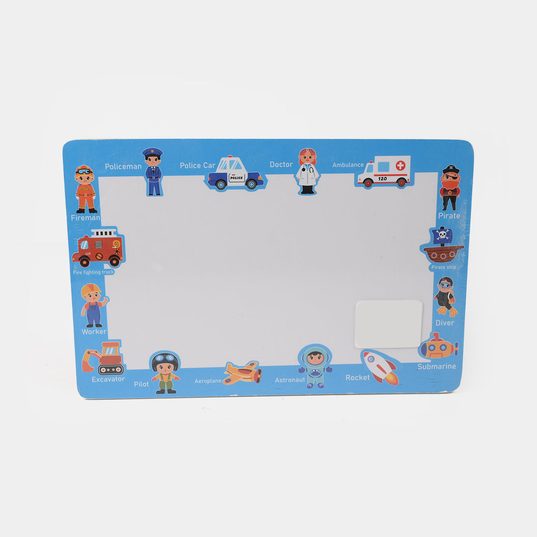Wooden 2-Sided Sheet with Whiteboard & Removable Pieces