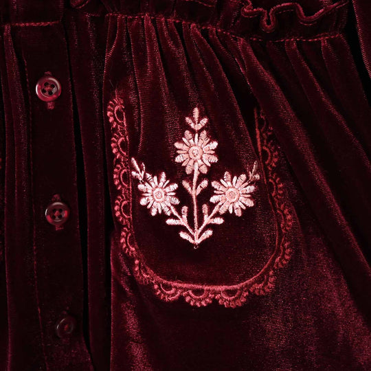 Infant Girls Velvet Emb Top Velvet Moss