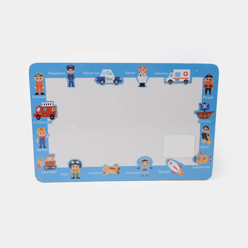 Wooden 2-Sided Sheet with Whiteboard & Removable Pieces