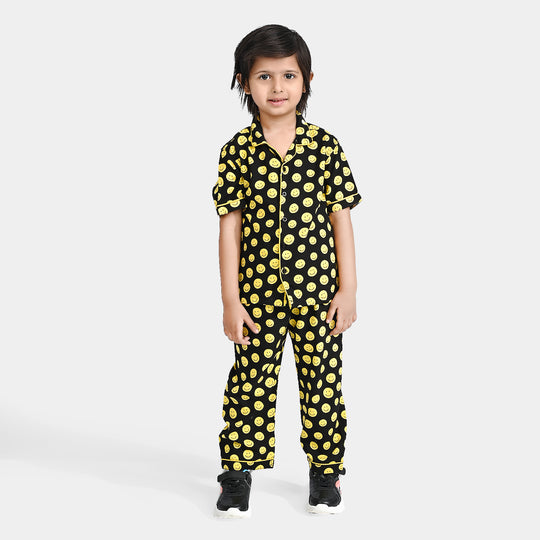 Boys Viscose Nightwear Smiley - BLACK