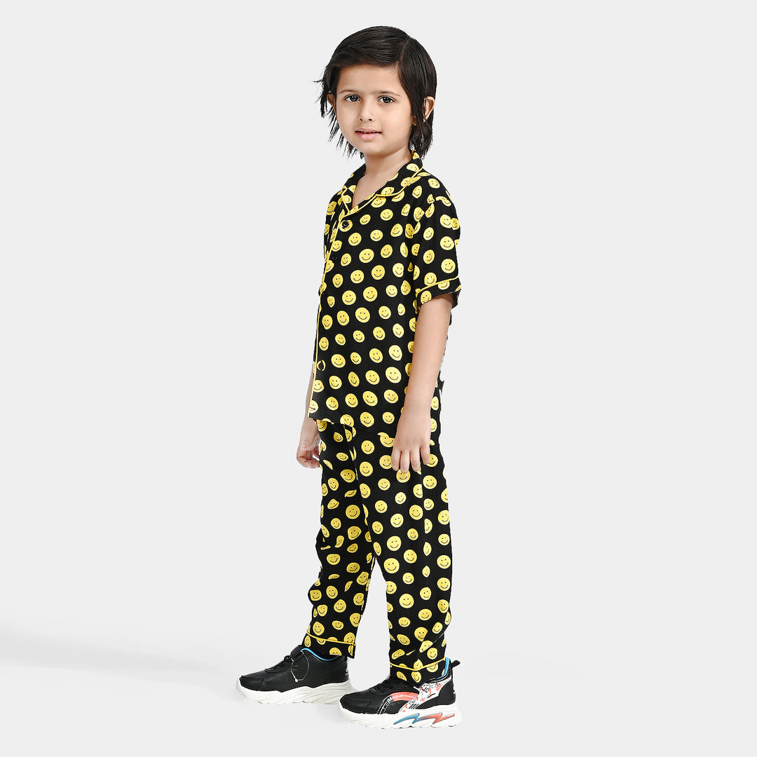 Boys Viscose Nightwear Smiley - BLACK