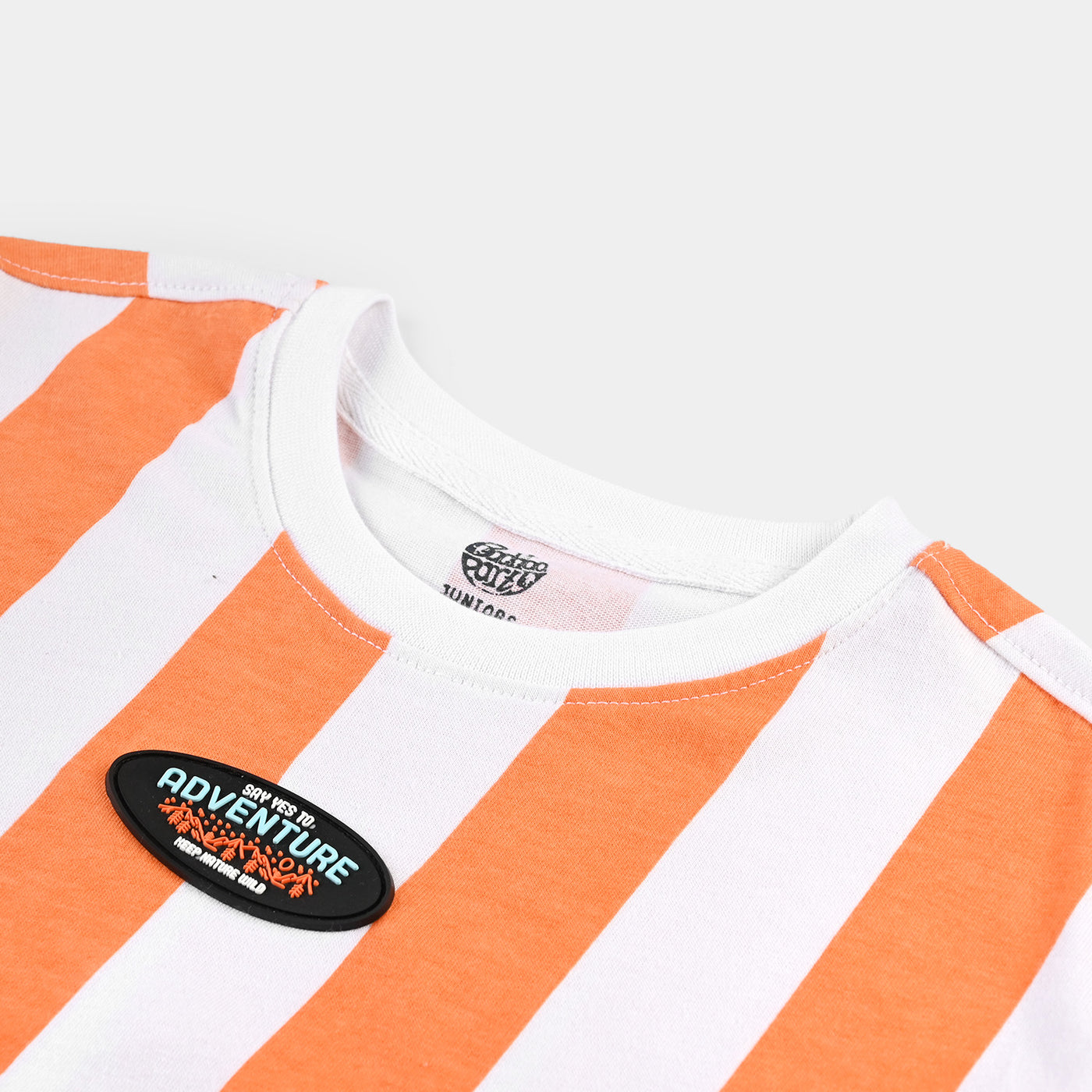 Boys Cotton Jersey T-Shirt Adventure- Orange/White