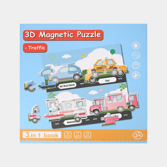 3D Magnetic Puzzle – Traffic Theme (3-in-1 Book)