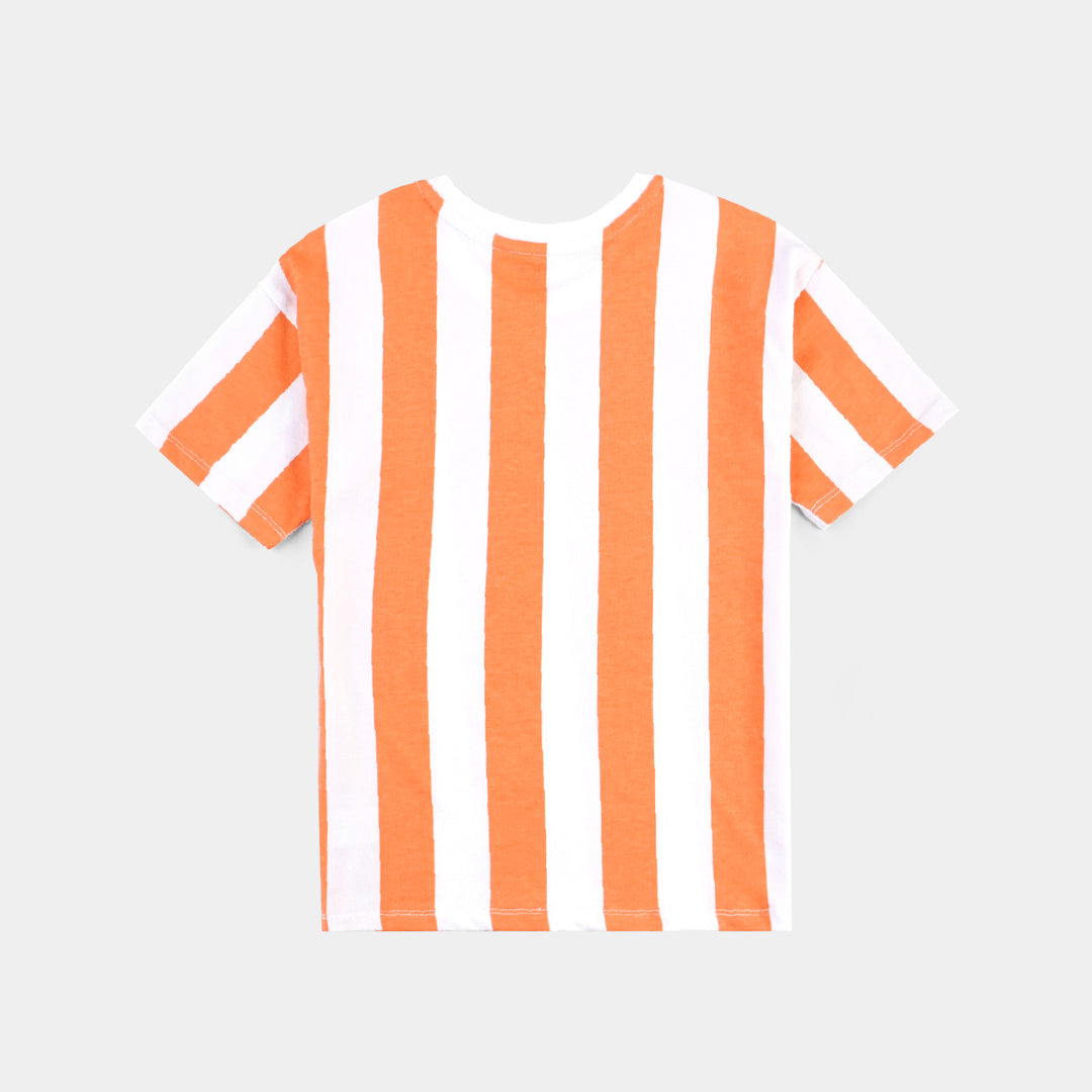 Boys Cotton Jersey T-Shirt Adventure- Orange/White