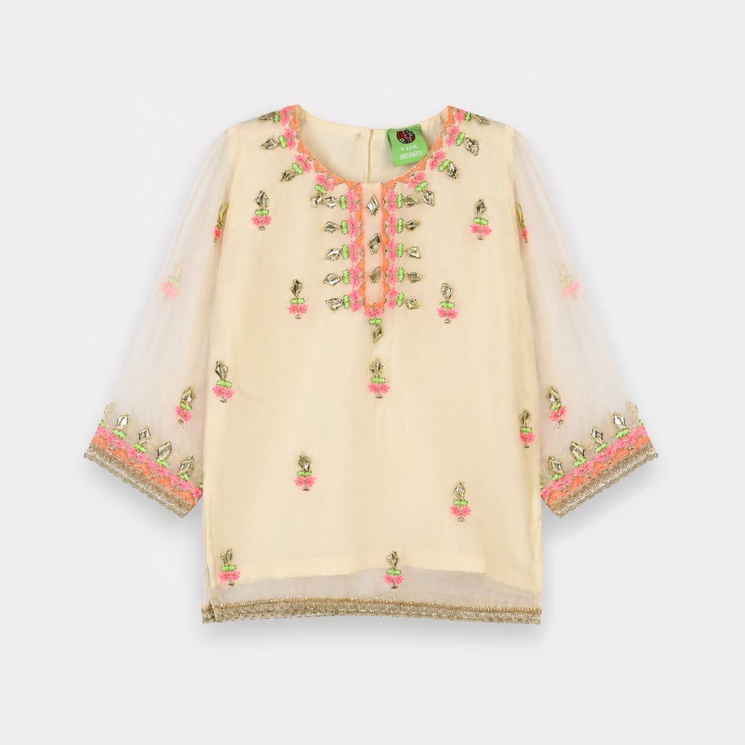 Infant Girls Chiffon 2Pcs Noor Rani-Off.White