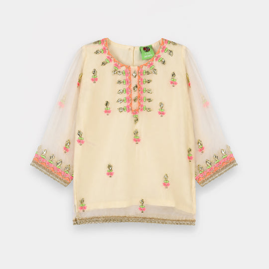 Infant Girls Chiffon 2Pcs Noor Rani-Off.White