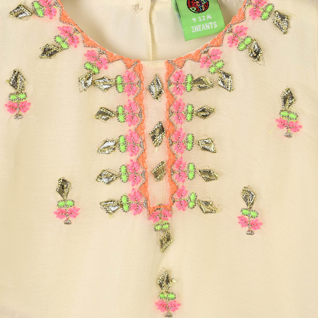 Infant Girls Chiffon 2Pcs Noor Rani-Off.White