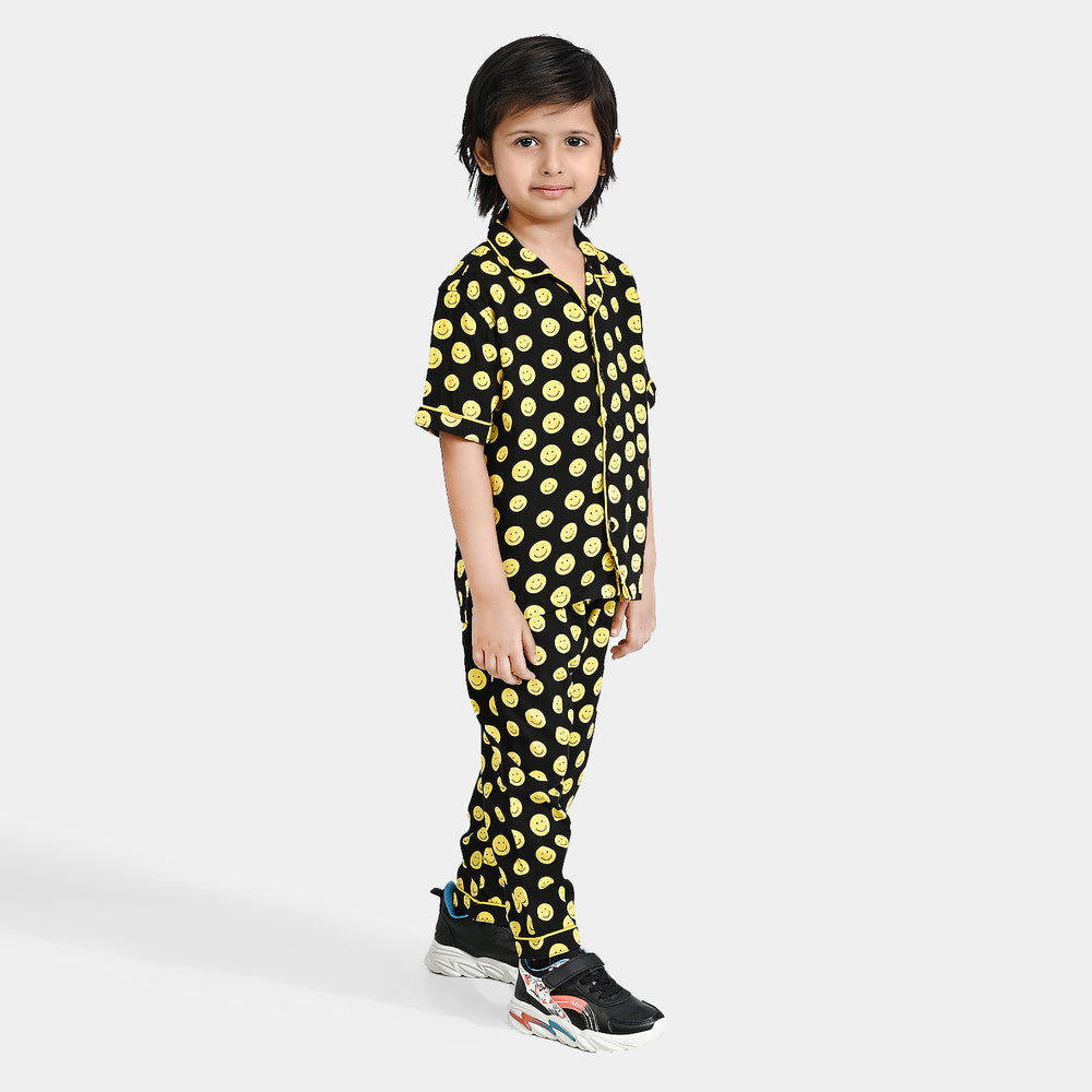 Boys Viscose Nightwear Smiley - BLACK