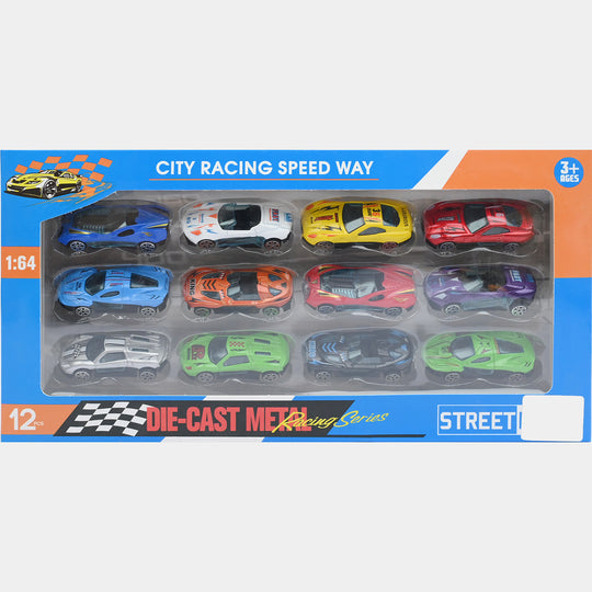 City Racing Speed Way Die-Cast Metal Car Set | 12Pcs