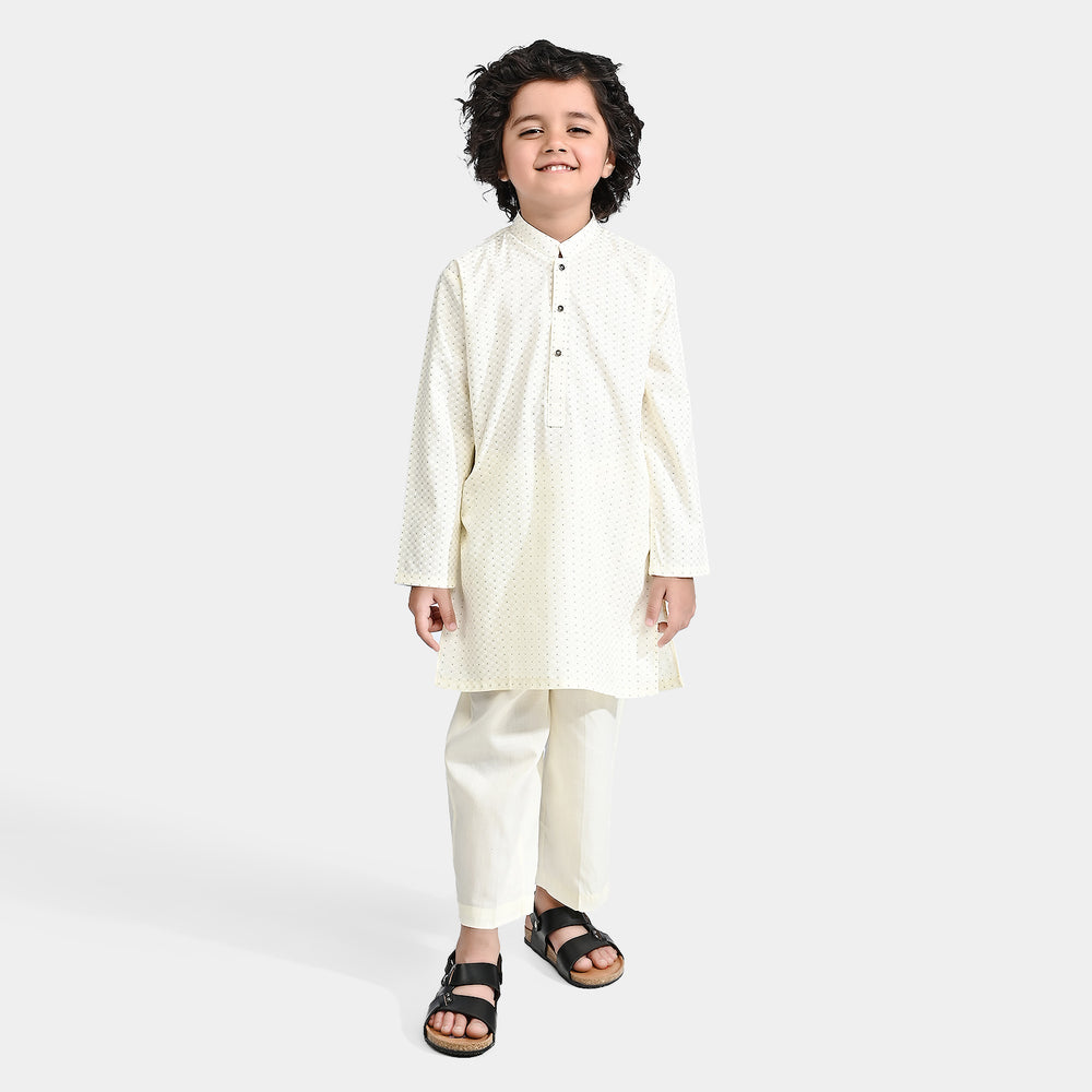 Boys Poly Viscose Shalwar Suit-Cream