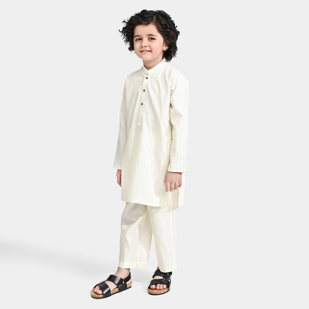 Boys Poly Viscose Shalwar Suit-Cream