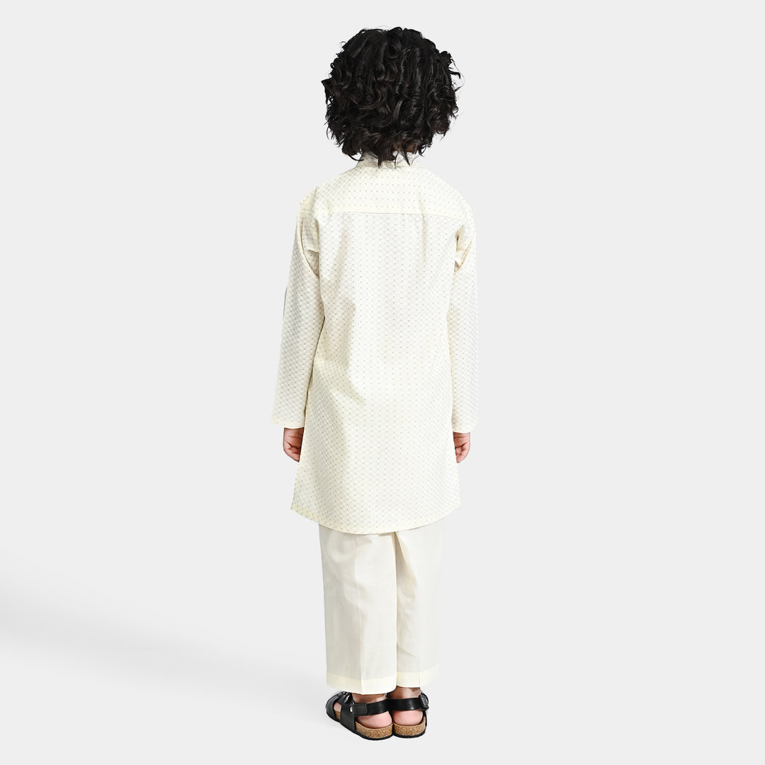 Boys Poly Viscose Shalwar Suit-Cream