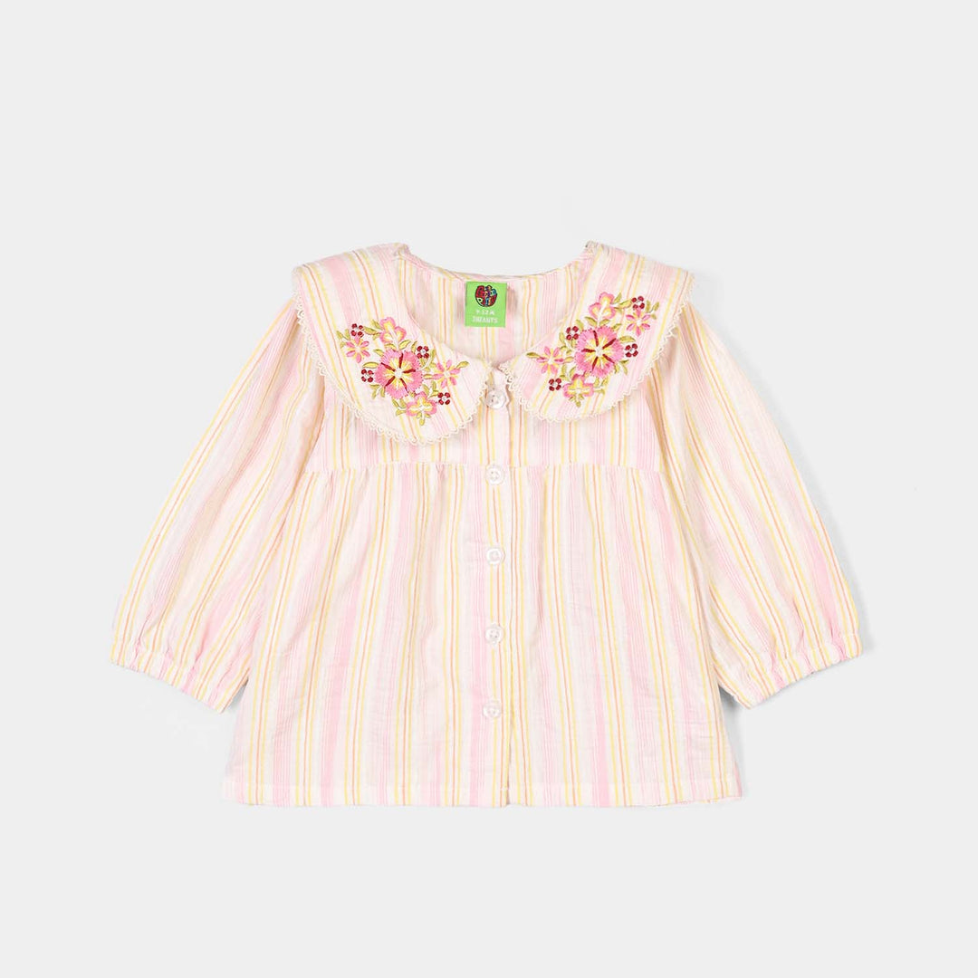 Infant Girls Polyester Emb Top Tiny Flower
