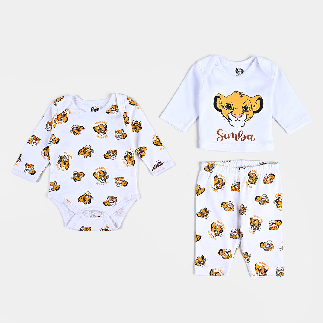 Infant 7 Piece Set Boys Cotton Interlock Lion King-White