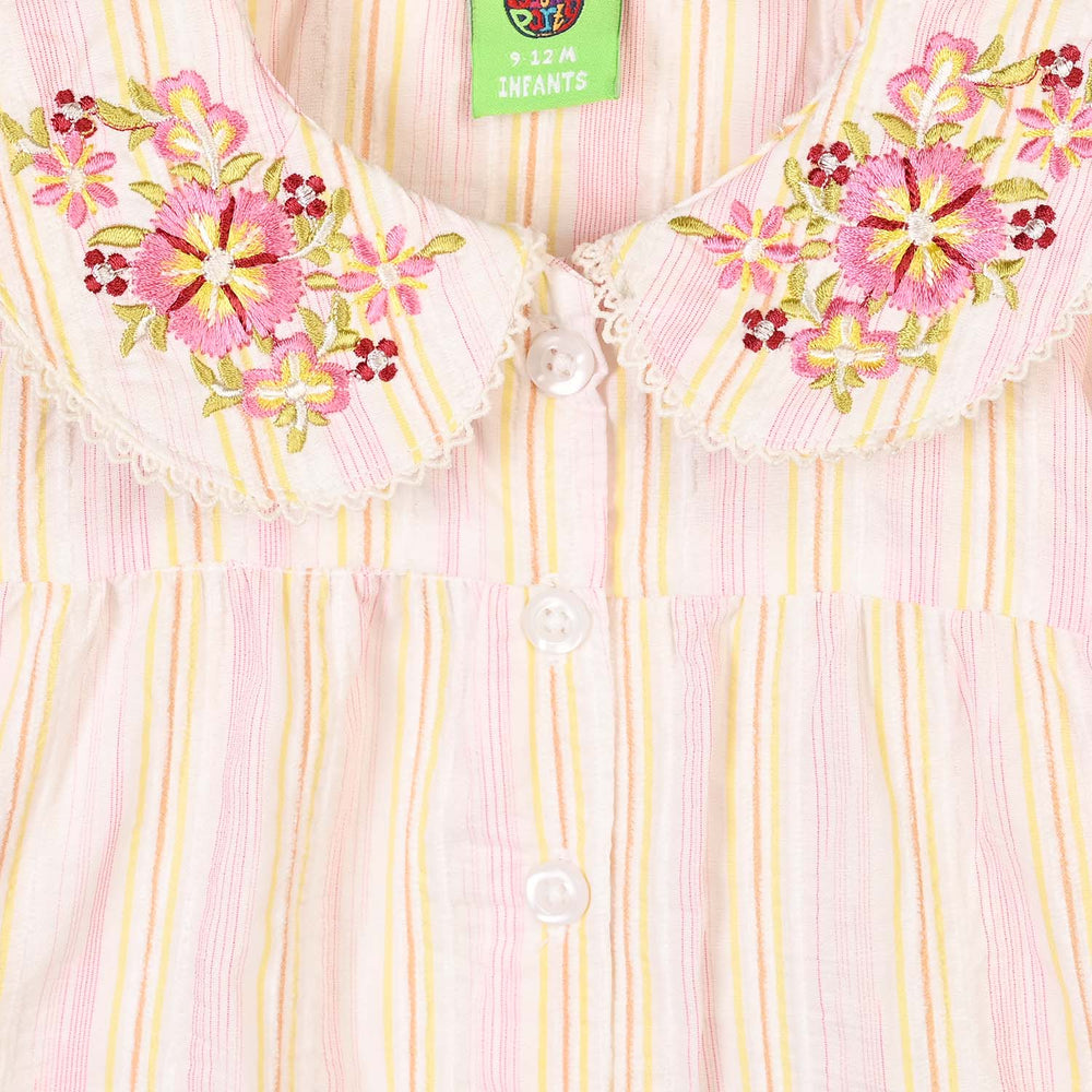 Infant Girls Polyester Emb Top Tiny Flower