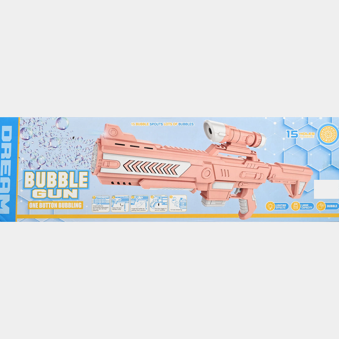 Electric One-Button Automatic Bubble Machine Blaster with Light
