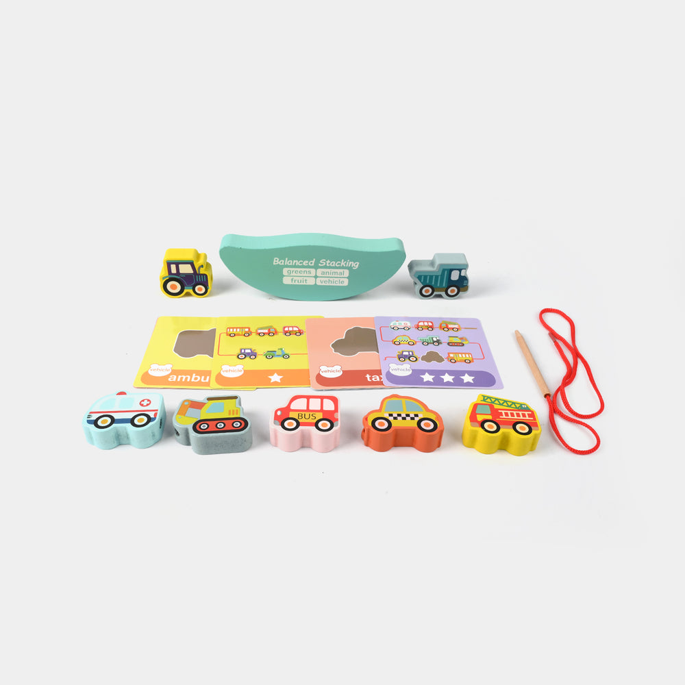 Wooden Stacking & Lacing Toy Set