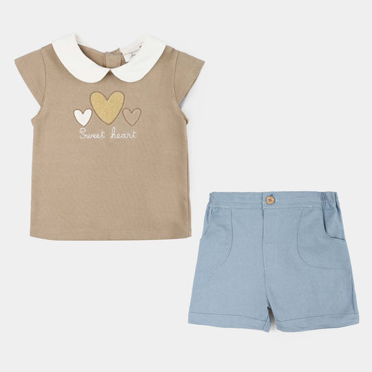 Infant Girls Jersey/Terry 2Pc Suit 287-069-BROWN