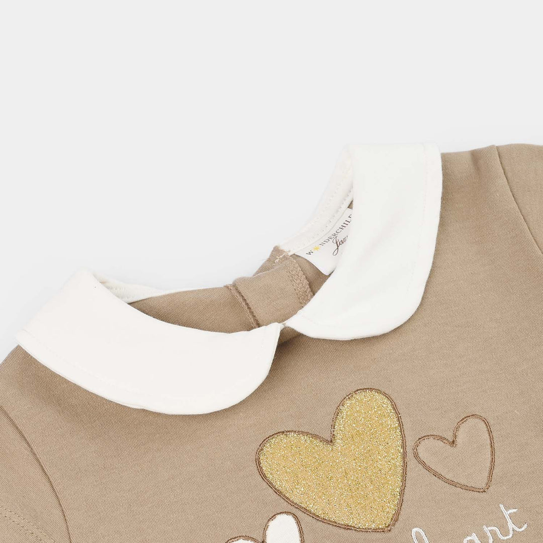 Infant Girls Jersey/Terry 2Pc Suit 287-069-BROWN