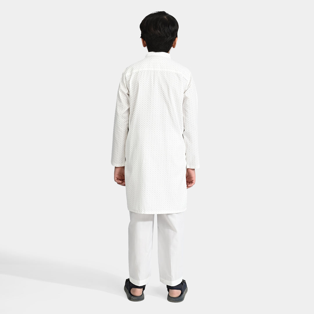 Boys Poly Viscose Shalwar Suit-Off-White