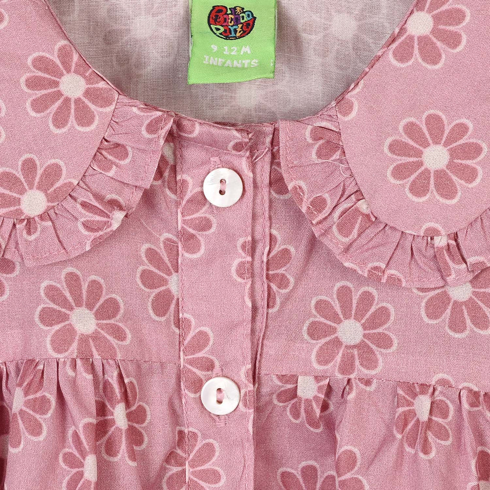 Infant Girls Cotton Casual Frock Groovy-LAVENDER