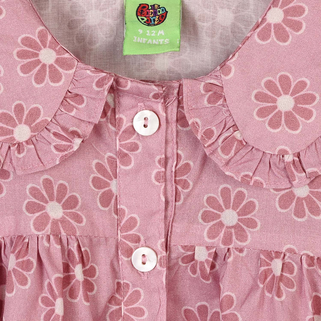 Infant Girls Cotton Casual Frock Groovy-LAVENDER