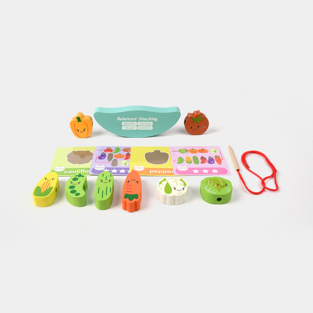 Wooden Stacking & Lacing Toy Set