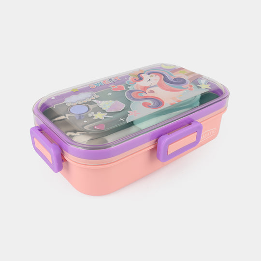 Stainless Steel Lunch Box Square Pink