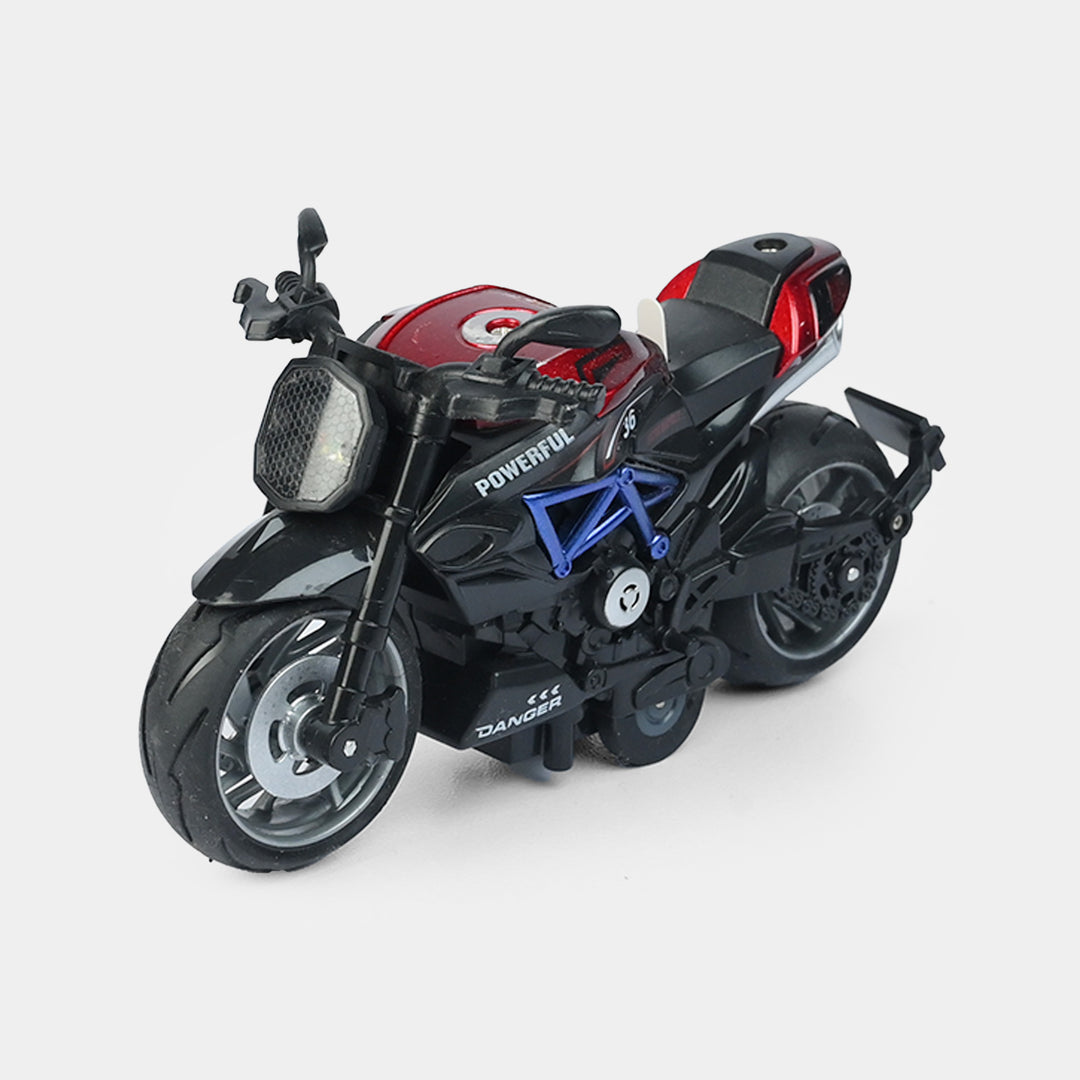 Pull Back Motorcycle With Light & Sound For Kids