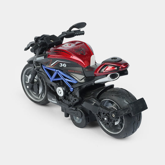 Pull Back Motorcycle With Light & Sound For Kids