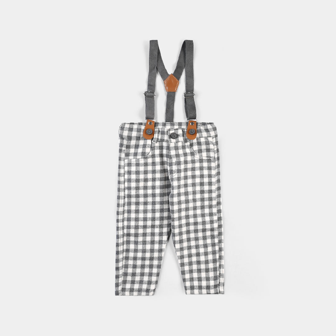 Infant Boys Flannel Woven Suit F/S Check Style-Grey/White