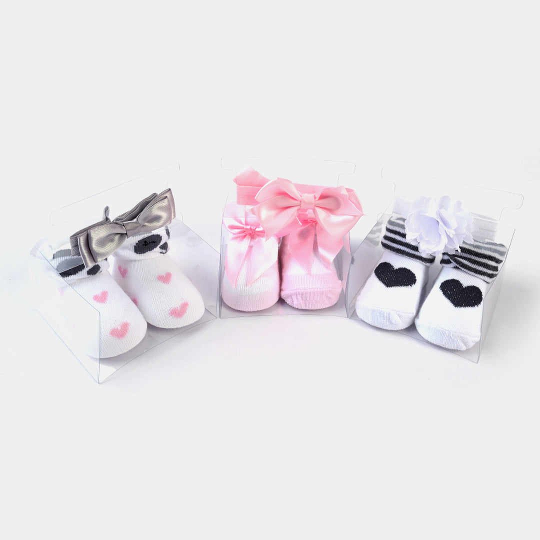 Baby Girl Socks  & Headband Pack of 3 Gift Set